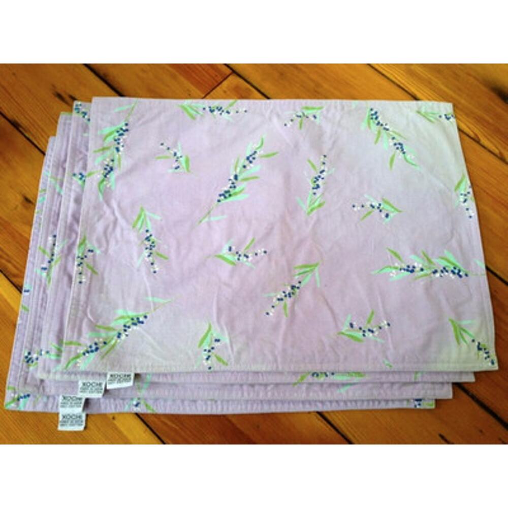Set of 4 Xochi 100% Cotton Purple Bayberry Floral Placemats INDIA 18" x 13"